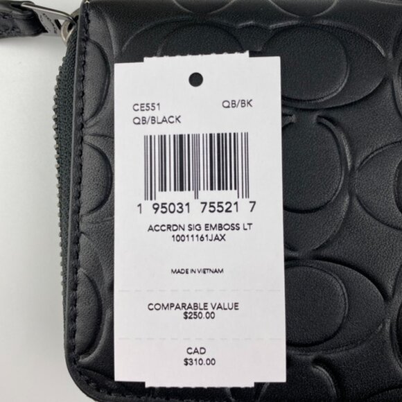 COACH CE551 Accordion Zip Wallet in Signature Emboss LT, QB/Black - Picture 3 of 5